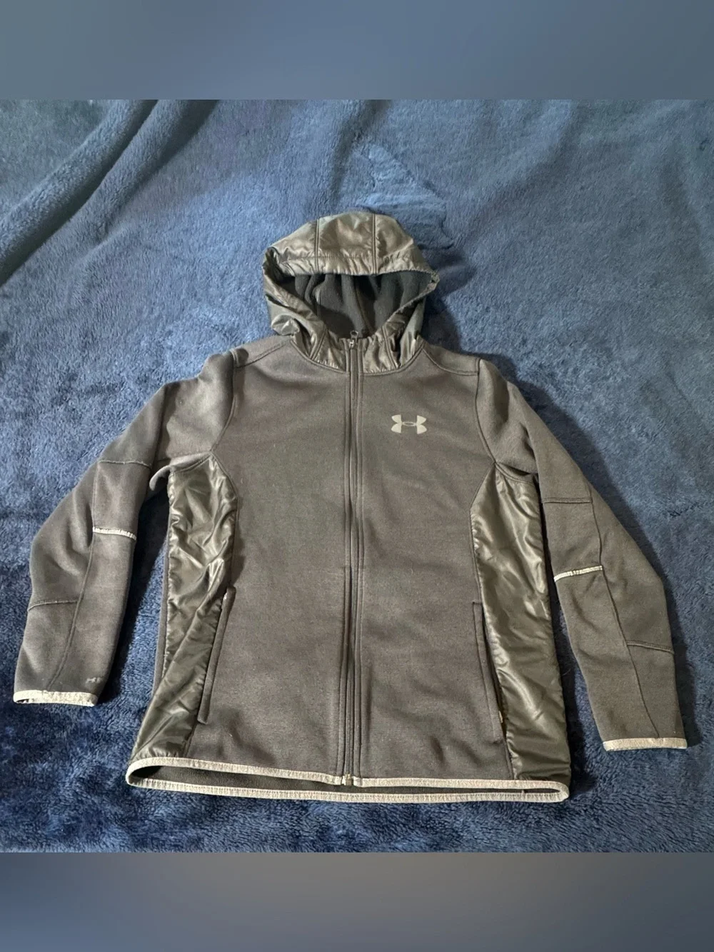 Youth Large Hooded Jacket | Reflective | Windbreaker Panels | Athletic Zip-Up